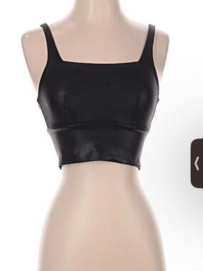 NWOT Spanx size small leather sports bra/too.  Adjustable straps. Black